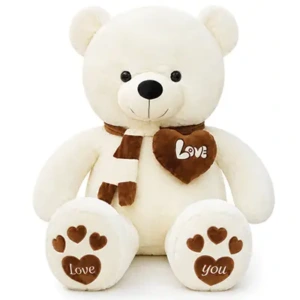 Teddy Bear with Scarf and Heart Paws