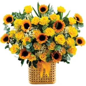 Sunflower & Yellow Rose Basket